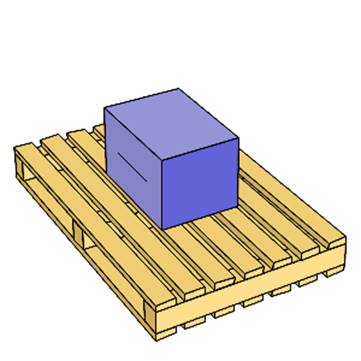 A blue box on a wooden pallet

Description automatically generated