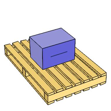 A blue box on a wooden pallet

Description automatically generated