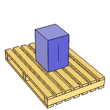 A blue box on a wooden pallet

Description automatically generated